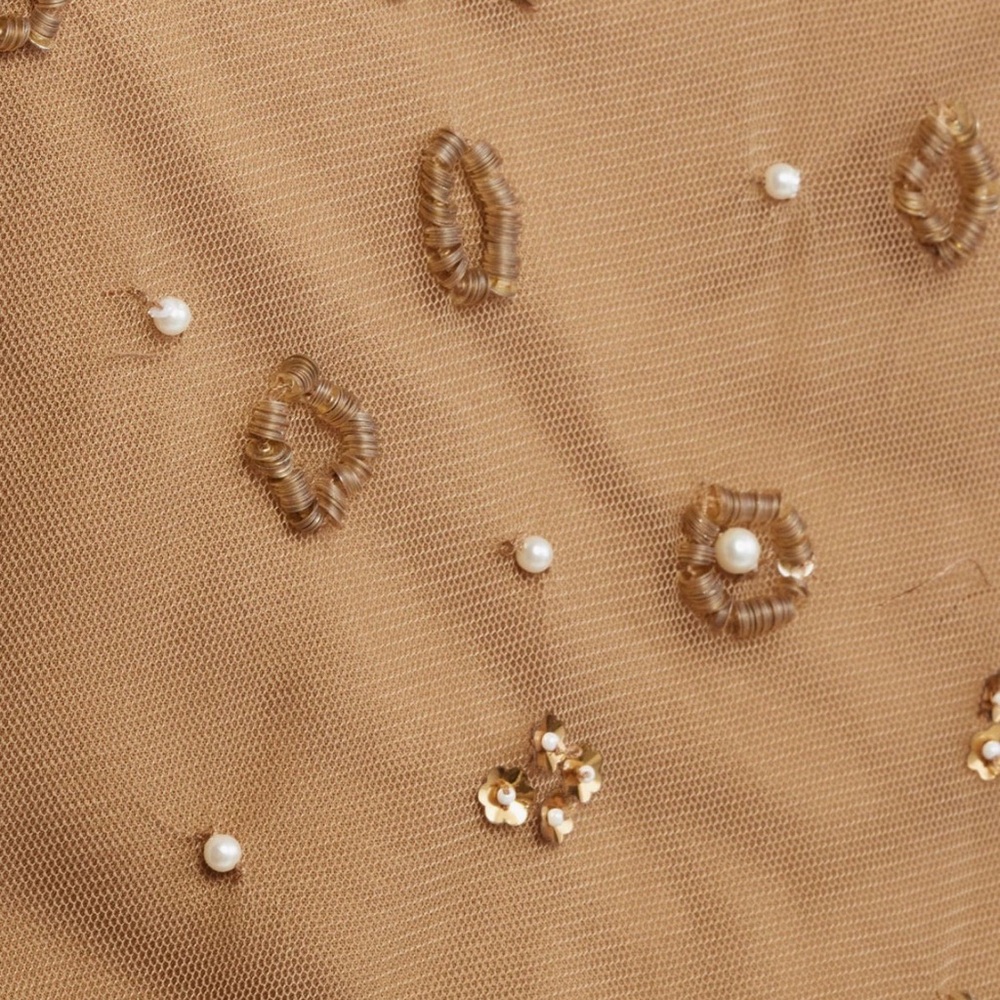 Farm Rio Embroidered Tulle Lined Blouse in Caramel - Picture 6 of 6